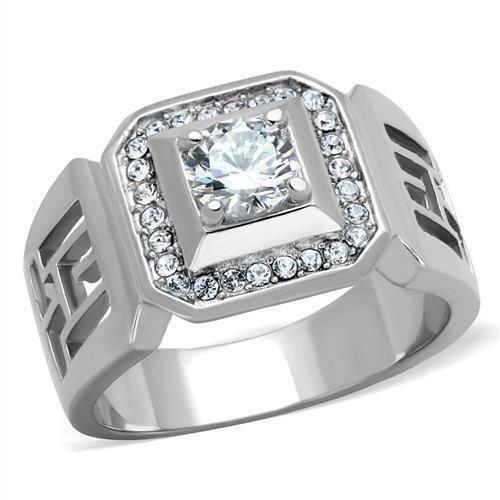 Jewellery Kingdom Mens Solitaire Accents Greek Key Pinky Signet Ring - Rings - British D'sire