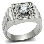 Jewellery Kingdom Mens Solitaire Accents Signet Pinky Simulated Diamonds Steel Ring (Silver) - Jewelry Rings - British D'sire