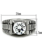 Jewellery Kingdom Mens Solitaire Cz Signet Pinky 5 Carat Stainless Steel All Size Ring (Silver) - Jewelry Rings - British D'sire