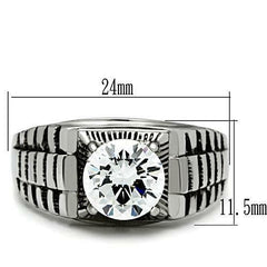 Jewellery Kingdom Mens Solitaire Cz Signet Pinky 5 Carat Stainless Steel All Size Ring (Silver) - Jewelry Rings - British D'sire