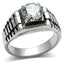 Jewellery Kingdom Mens Solitaire Cz Signet Pinky 5 Carat Stainless Steel All Size Ring (Silver) - Jewelry Rings - British D'sire
