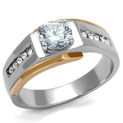 Jewellery Kingdom Mens Solitaire Pinky Signet Cz Rose Gold Stainless Steel 2 Carat Ring - Jewelry Rings - British D'sire