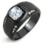 Jewellery Kingdom Mens Solitaire Pinky Signet Stainless Steel Cubiz Zirconia Ring (Black) - Rings - British D'sire
