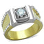 Jewellery Kingdom Mens Solitaire Pinky Signet Two Tone Stainless Steel 2K Ring (Gold) - Rings - British D'sire
