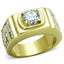 Jewellery Kingdom Mens Solitaire Signet Cz Greek Key Cubic Zirconia AAA Grade Ring (Gold) - Jewelry Rings - British D'sire