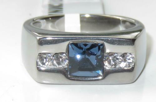 Jewellery Kingdom Mens Square Pinky Signet Sapphire Blue Cubic Zirconia Stainless Steel Ring - Jewelry Rings - British D'sire Main image