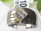 Jewellery Kingdom Mens Square Princess Cut Two Tone Stainless Steel Ring (Gold) - Rings - British D'sire