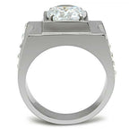 Jewellery Kingdom Mens Stainless Steel Signet Pinky 4 Carat Solitaire Impressive Ring (Silver) - Jewelry Rings - British D'sire