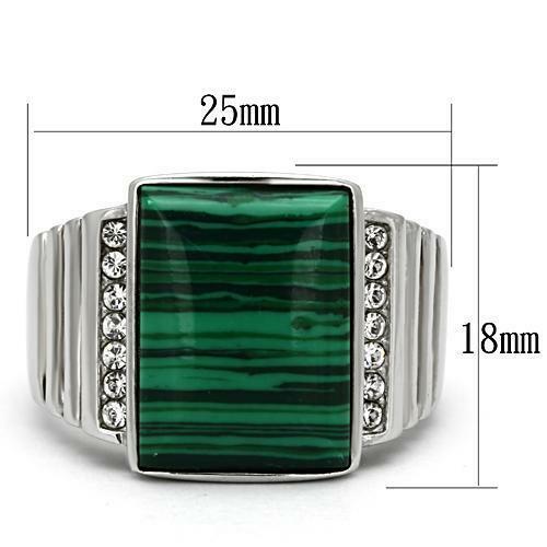 Jewellery Kingdom Mens Stainless Steel Stainless Steel 1.5 Carat Green Emerald Cut Malachite Ring - Jewelry Rings - British D'sire