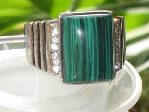 Jewellery Kingdom Mens Stainless Steel Stainless Steel 1.5 Carat Green Emerald Cut Malachite Ring - Jewelry Rings - British D'sire