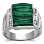Jewellery Kingdom Mens Stainless Steel Stainless Steel 1.5 Carat Green Emerald Cut Malachite Ring - Jewelry Rings - British D'sire