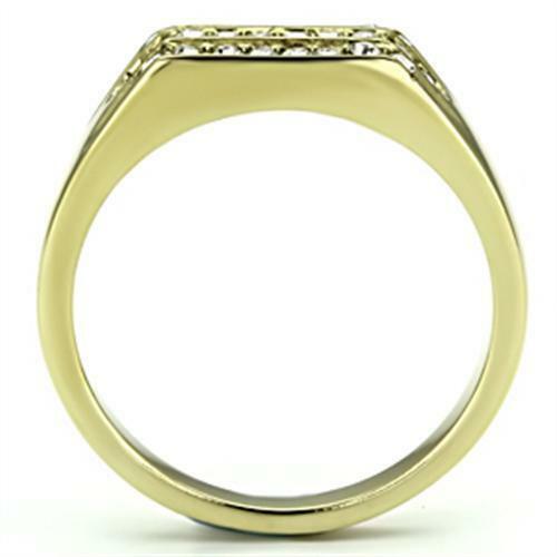 Jewellery Kingdom Mens Steel Signet Pinky Cubic Zirconia Smart Realistic Ring (Gold) - Jewelry Rings - British D'sire