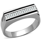 Jewellery Kingdom Mens Sterling Silver Pinky Signet Cubic Zirconia Ring (Silver) - Rings - British D'sire