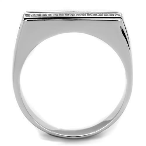 Jewellery Kingdom Mens Sterling Silver Pinky Signet Cubic Zirconia Ring (Silver) - Rings - British D'sire