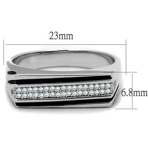 Jewellery Kingdom Mens Sterling Silver Pinky Signet Cubic Zirconia Ring (Silver) - Rings - British D'sire