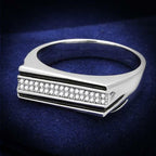 Jewellery Kingdom Mens Sterling Silver Pinky Signet Cubic Zirconia Ring (Silver) - Rings - British D'sire