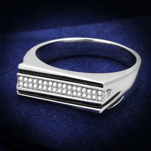 Jewellery Kingdom Mens Sterling Silver Pinky Signet Cubic Zirconia Ring (Silver) - Rings - British D'sire