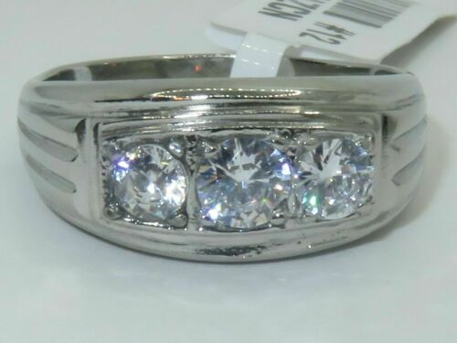 Jewellery Kingdom Mens Three Stone Cubic Zirconia Signet Pinky Ring (Silver) - Jewelry Rings - British D'sire Main image