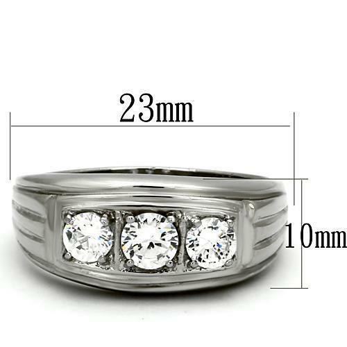Jewellery Kingdom Mens Three Stone Cubic Zirconia Signet Pinky Ring (Silver) - Jewelry Rings - British D'sire