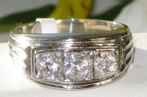 Jewellery Kingdom Mens Three Stone Cubic Zirconia Stainless Steel Signet Pinky No Tarnish Ring (Silver) - Jewelry Rings - British D'sire Main image