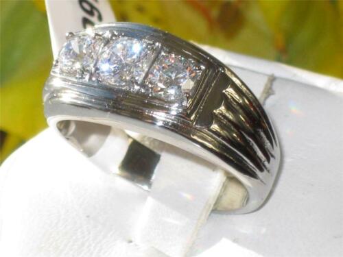 Jewellery Kingdom Mens Three Stone Cubic Zirconia Stainless Steel Signet Pinky Ring (Silver) Secondary image