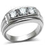 Jewellery Kingdom Mens Three Stone Signet Pinky Stainless Steel 3 Carat Cz 10mm Ring (Silver) - Jewelry Rings - British D'sire