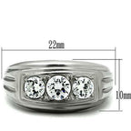 Jewellery Kingdom Mens Three Stone Signet Pinky Stainless Steel 3 Carat Cz 10mm Ring (Silver) - Jewelry Rings - British D'sire