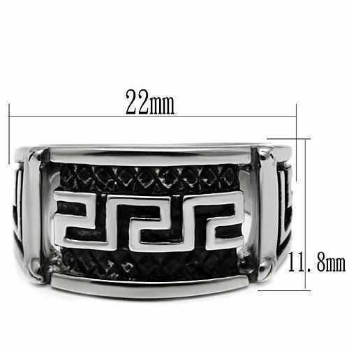 Jewellery Kingdom Mens Thumb Greek Key Signet Pinky Band Stainless Steel Ring (Silver) Secondary image