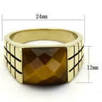 Jewellery Kingdom Mens Tigers Eye Semi Precious Signet 18kt Steel Pinky Gold Ring - Jewelry Rings - British D'sire