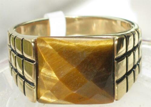 Jewellery Kingdom Mens Tigers Eye Semi Precious Signet 18kt Steel Pinky Gold Ring - Jewelry Rings - British D'sire