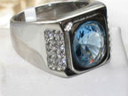 Jewellery Kingdom Mens Topaz Signet Stainless Steel 8 Carat Solitaire Ring (Blue) - Jewelry Rings - British D'sire