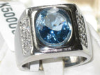 Jewellery Kingdom Mens Topaz Signet Stainless Steel 8 Carat Solitaire Ring (Blue) - Jewelry Rings - British D'sire
