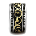 Jewellery Kingdom Mens Tribal Band Gold No Stone Stainless Steel Biker Ring (Silver Black) - Jewelry Rings - British D'sire