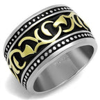 Jewellery Kingdom Mens Tribal Band Gold No Stone Stainless Steel Biker Ring (Silver Black) - Jewelry Rings - British D'sire