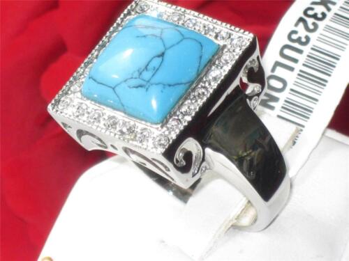 Jewellery Kingdom Mens Turquoise Cz Square Signet Stainless Steel Mans All Sizes Ring (Blue) Secondary image