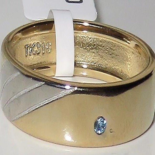 Jewellery Kingdom Mens Two Tone Stainless Steel Wedding Ring Band (Gold) - Mens Jewellery - British D'sire Main image