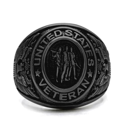 Jewellery Kingdom Mens Veteran Signet Pinky Black Military Stainless Steel No Stone Ring - Jewelry Rings - British D'sire