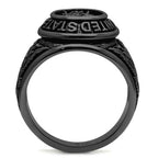 Jewellery Kingdom Mens Veteran Signet Pinky Black Military Stainless Steel No Stone Ring - Jewelry Rings - British D'sire