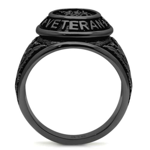 Jewellery Kingdom Mens Veteran Signet Pinky Black Military Stainless Steel No Stone Ring - Jewelry Rings - British D'sire