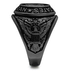 Jewellery Kingdom Mens Veteran Signet Pinky Black Military Stainless Steel No Stone Ring - Jewelry Rings - British D'sire