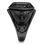 Jewellery Kingdom Mens Veteran Signet Pinky Black Military Stainless Steel No Stone Ring - Jewelry Rings - British D'sire