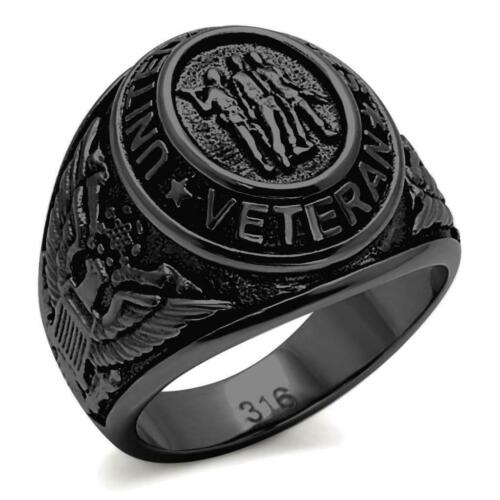 Jewellery Kingdom Mens Veteran Signet Pinky Black Military Stainless Steel No Stone Ring - Jewelry Rings - British D'sire