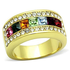 Jewellery Kingdom Multi Coloured Gemstones Princess Cut Cubic Zirconia Gold Ring - Jewelry Rings - British D'sire