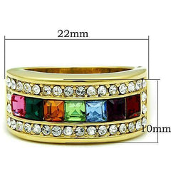 Jewellery Kingdom Multi Coloured Gemstones Princess Cut Cubic Zirconia Gold Ring - Jewelry Rings - British D'sire