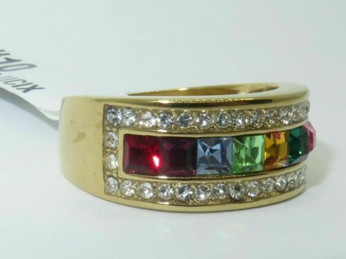 Jewellery Kingdom Multi Coloured Gemstones Princess Cut Cubic Zirconia Gold Ring - Jewelry Rings - British D'sire