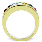 Jewellery Kingdom Multi Coloured Gemstones Princess Cut Cubic Zirconia Gold Ring - Jewelry Rings - British D'sire