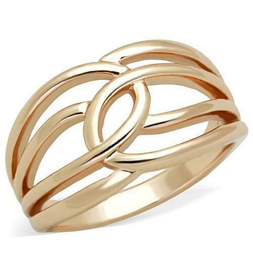 Jewellery Kingdom No Stone Flat Steel Pretty Elegant Weave Ladies Rose Gold Ring Band - Jewelry Rings - British D'sire