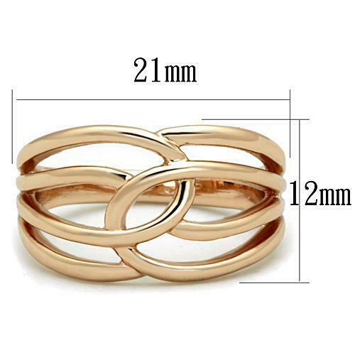 Jewellery Kingdom No Stone Flat Steel Pretty Elegant Weave Ladies Rose Gold Ring Band - Jewelry Rings - British D'sire