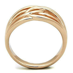 Jewellery Kingdom No Stone Flat Steel Pretty Elegant Weave Ladies Rose Gold Ring Band - Jewelry Rings - British D'sire