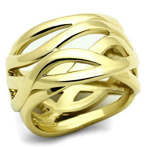 Jewellery Kingdom No Stone Setting Flat 18KT Stainless Steel  Ladies Ring Band (Gold) - Rings - British D'sire Main image